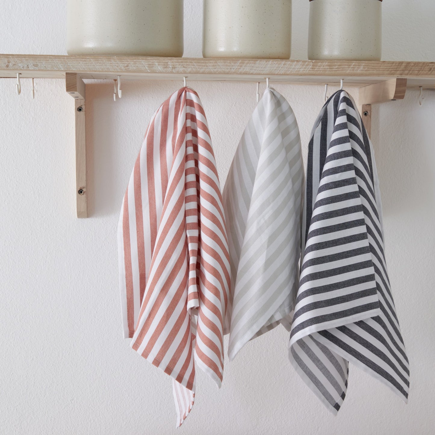 Kitchen Towel Stripes 100% Cotton Captain Orange - Set of 4