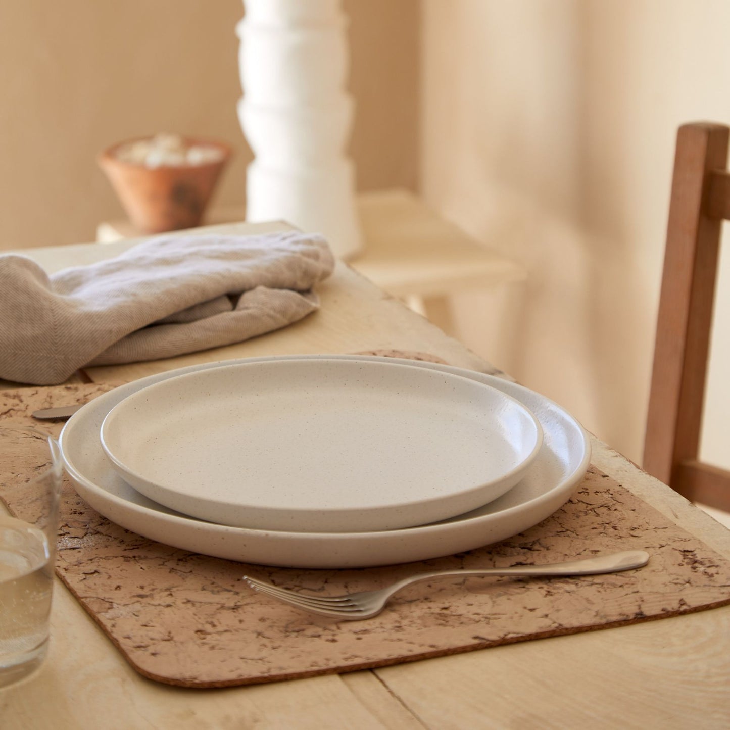 Handmade Rectangular Placemats Cork White Natural - Set of 4