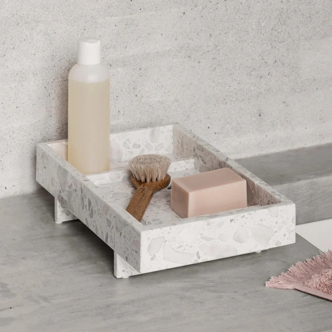 ABENTO Tabletop Tray Charcoal Terrazzo Marble