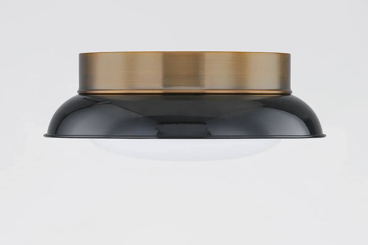 The Arnie Glossy Shade Black Flush Mount