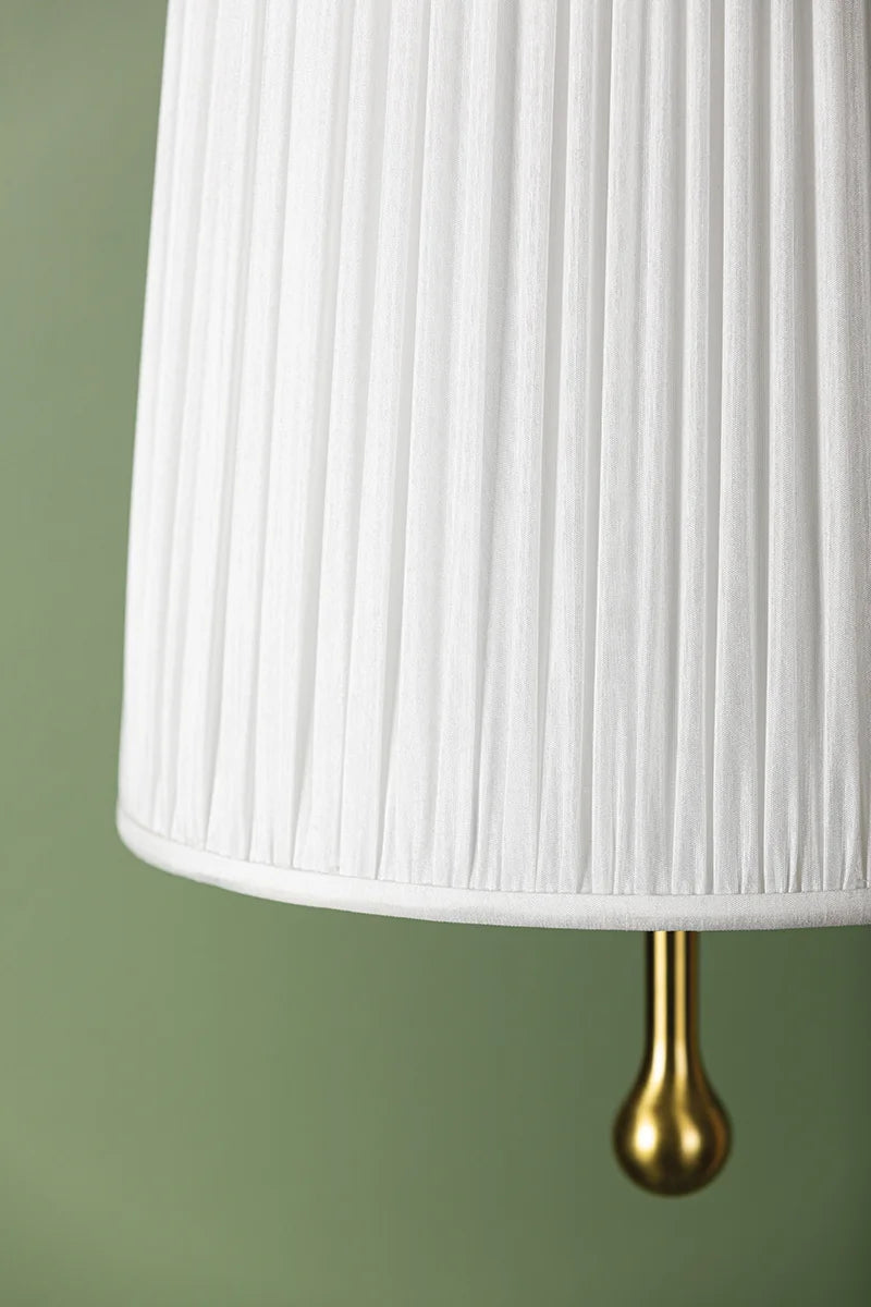 Abigail White Fabric Shade Brass Pendant