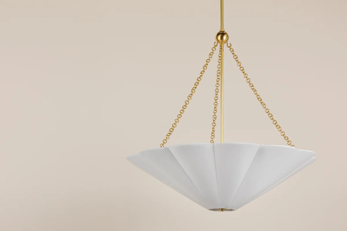 Amar Scalloped Shade White Linen Pendant