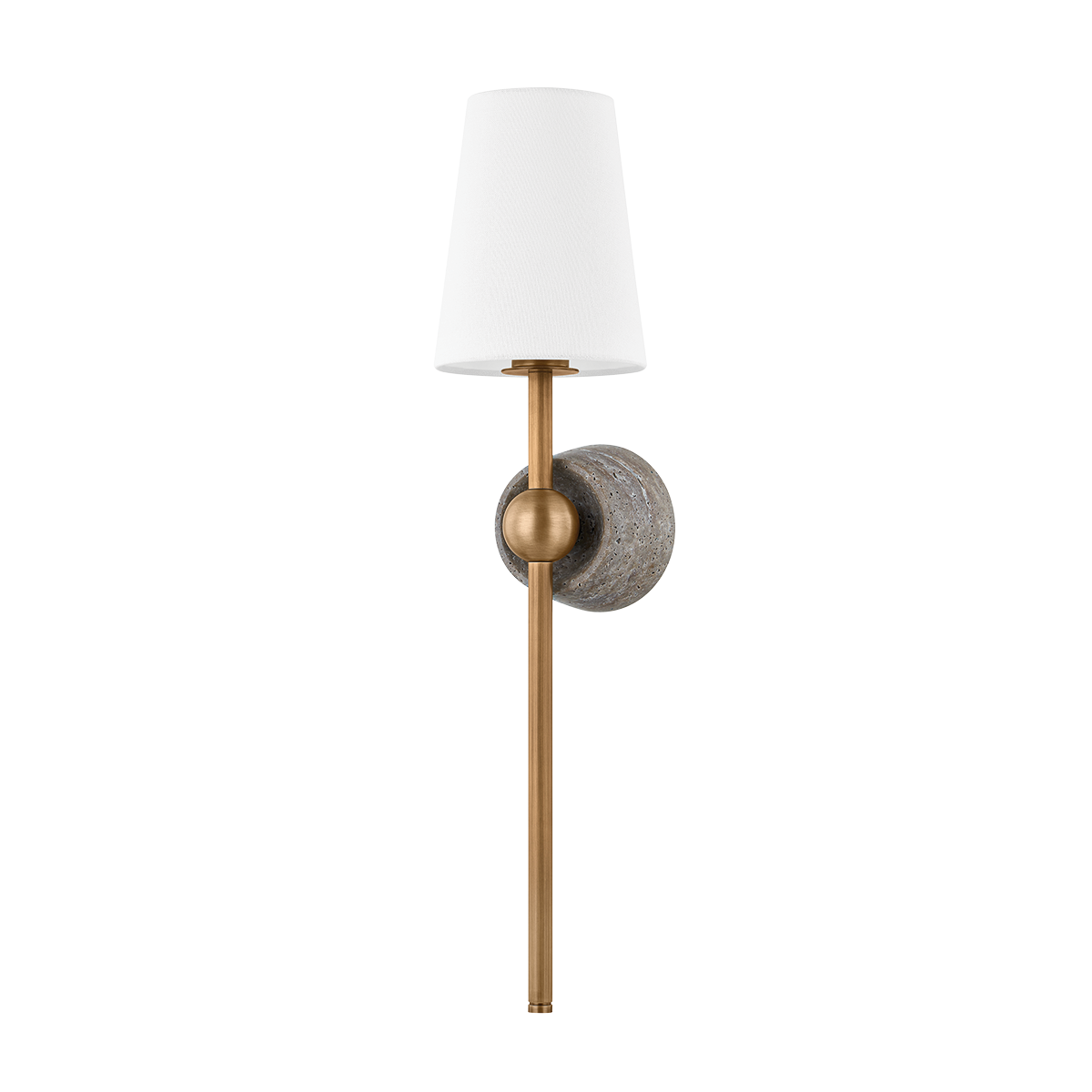 Brass Shade Wall Sconce With Grey Travertine