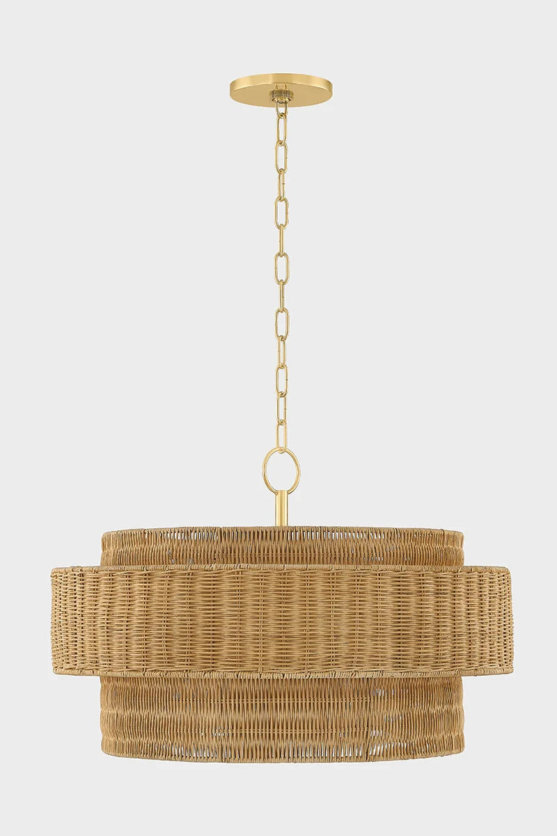 Savannah Coastal Wicker Brass Pendant