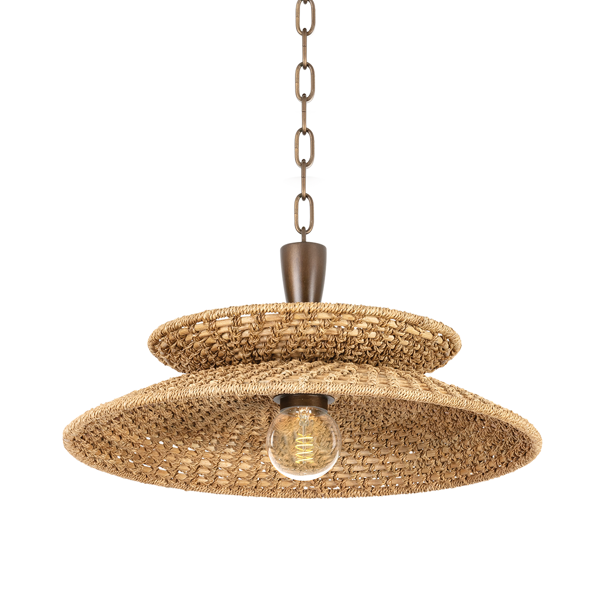 Double Rattan Coastal Bronze Pendant