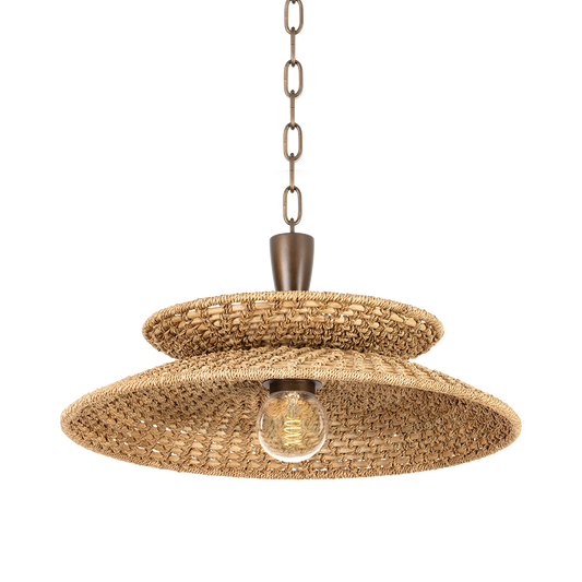 Double Rattan Coastal Bronze Pendant