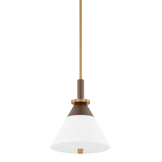 Lily Matte Glass Shade Pendant in Brass