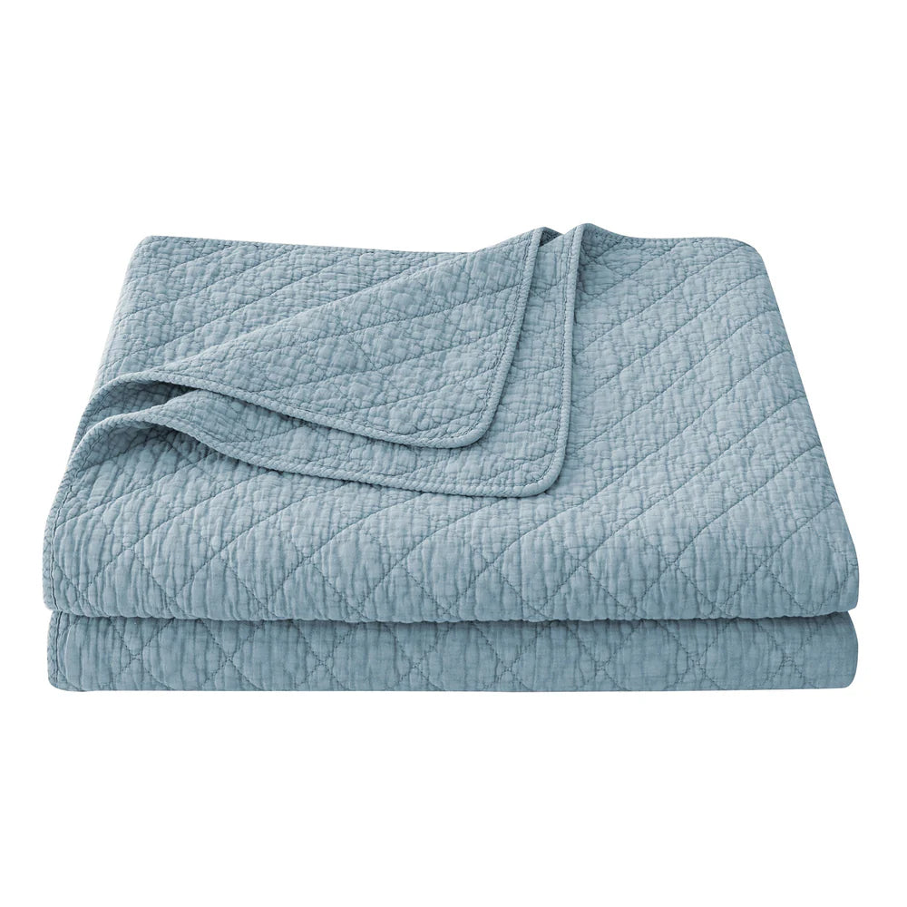 Cotton Stonewashed Gauze Quilt Mineral Blue