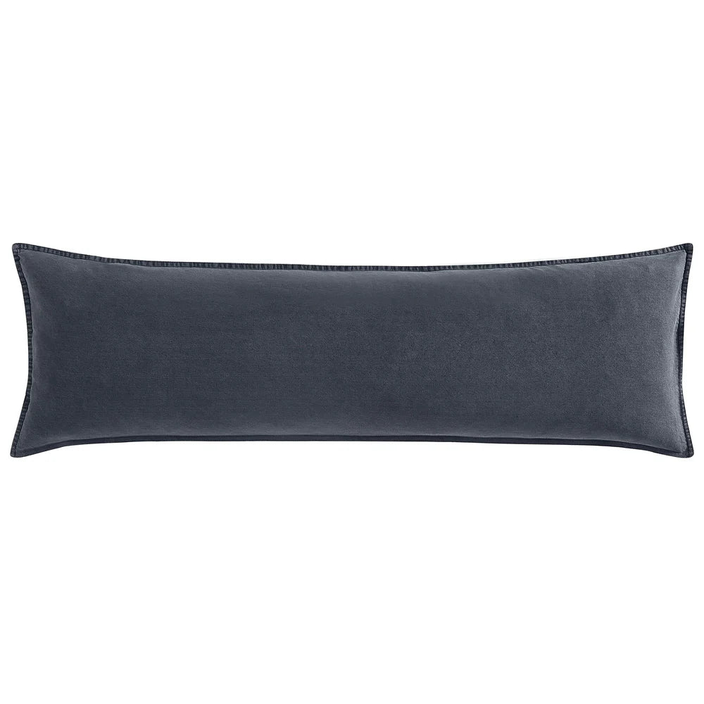 Cotton Stonewashed Canvas Long Lumbar Pillow Charcoal