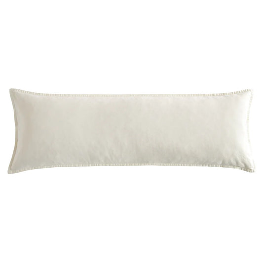 Cotton Stonewashed Canvas Long Lumbar Pillow Natural