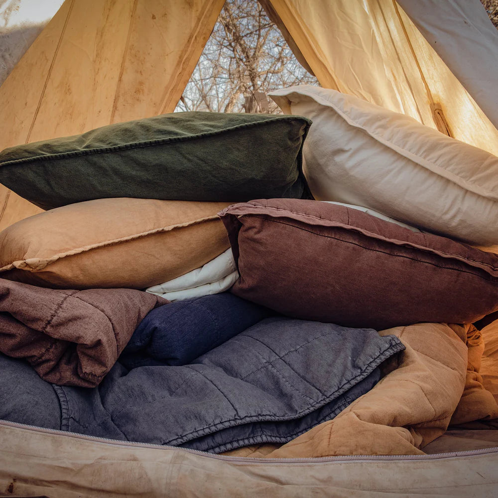 Cotton Stonewashed Canvas Coverlet Terracotta