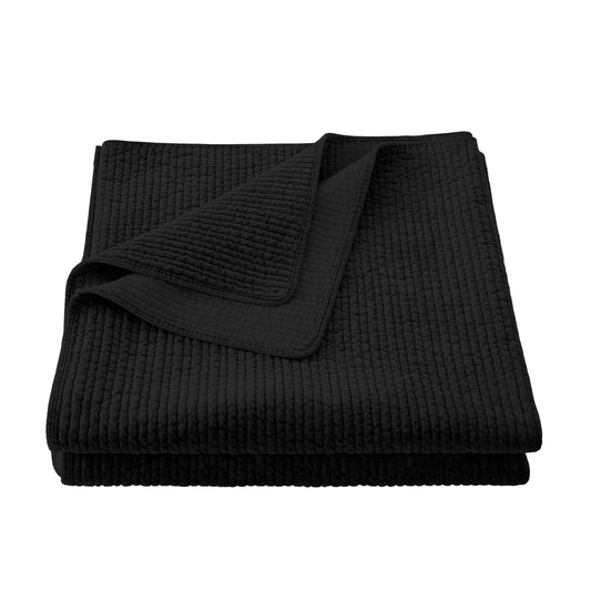 Stonewashed Cotton Velvet Quilt Black