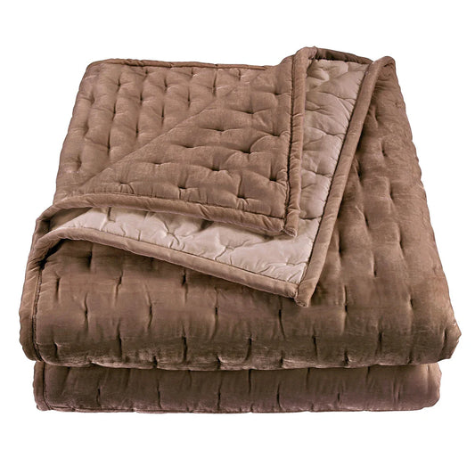 Sienna Faux Silk Velvet Quilt Copper Dusty Rose