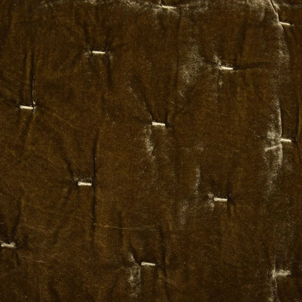 Sienna Faux Silk Velvet Quilt Copper Green Ochre