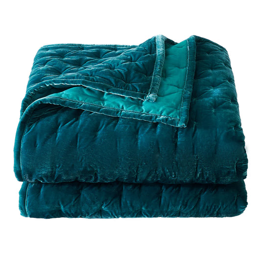 Sienna Faux Silk Velvet Quilt Copper Teal