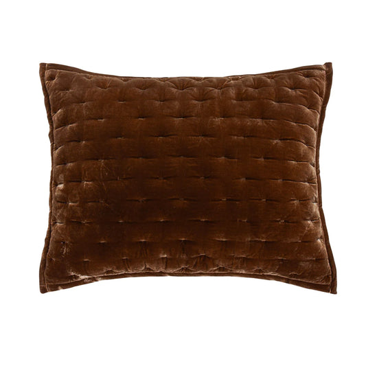 Sienna Faux Silk Velvet Pillow Copper Brown