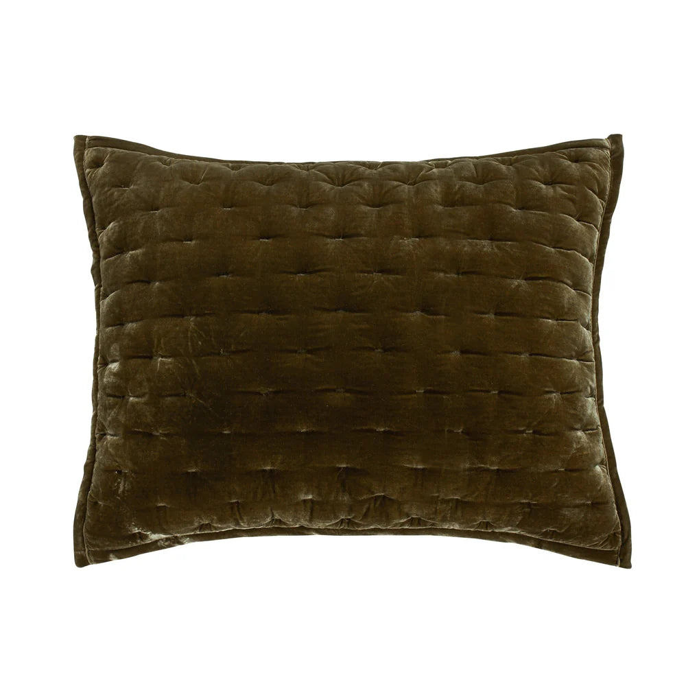 Sienna Faux Silk Velvet Pillow Sham Green Ochre