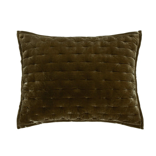 Sienna Faux Silk Velvet Pillow Sham Green Ochre