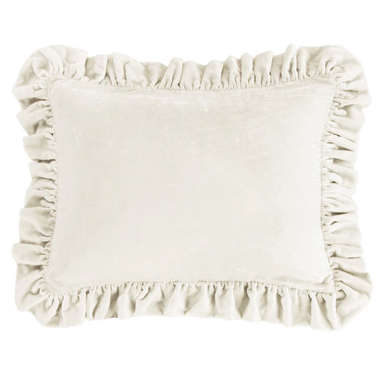 Sienna Faux Silk Velvet Ruffled Dutch Euro Pillow Stone