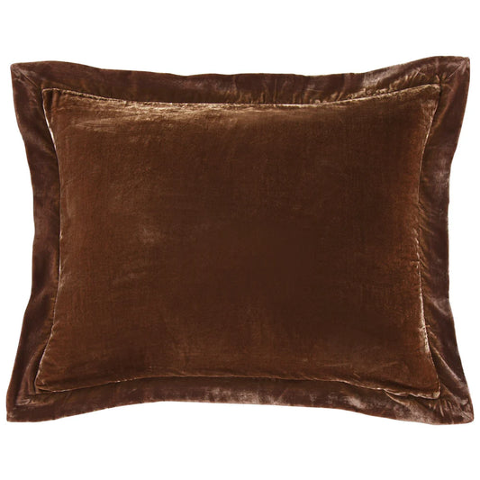 Sienna Faux Silk Velvet Flanged Dutch Euro Pillow Copper Brown