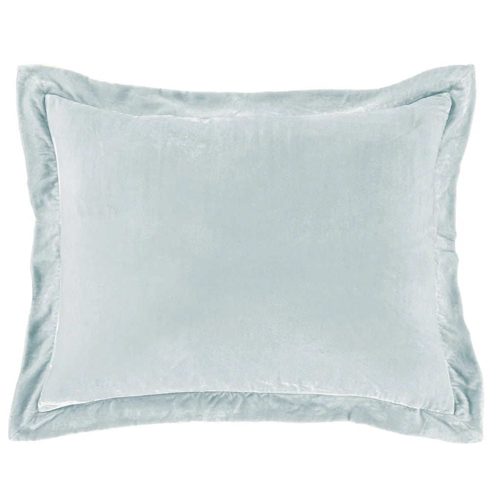 Sienna Faux Silk Velvet Flanged Dutch Euro Pillow Icy Blue