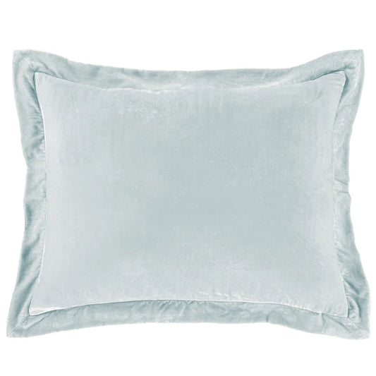 Sienna Faux Silk Velvet Flanged Dutch Euro Pillow Icy Blue