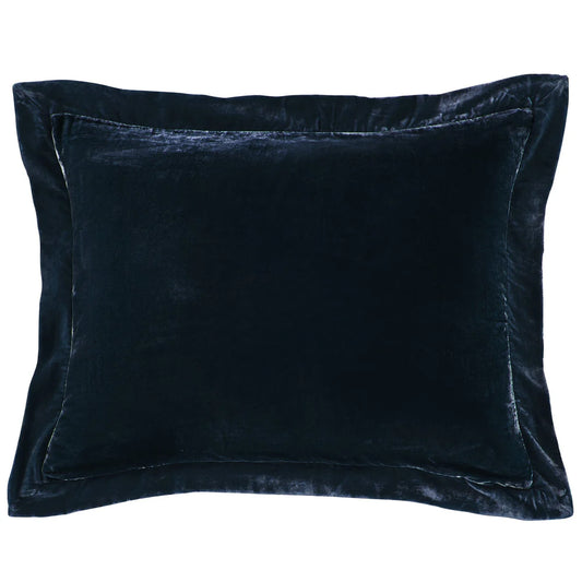 Sienna Faux Silk Velvet Flanged Dutch Euro Pillow Midnight Blue