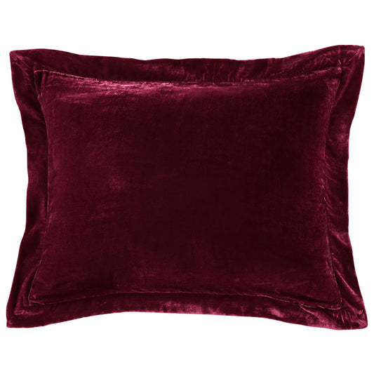 Sienna Faux Silk Velvet Flanged Dutch Euro Pillow Garnet Red