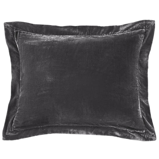 Sienna Faux Silk Velvet Flanged Dutch Euro Pillow Dark Slate