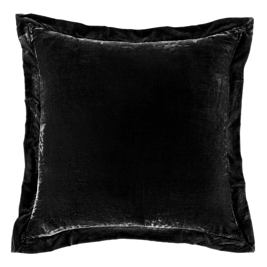 Sienna Faux Silk Velvet Flanged Euro Sham Black