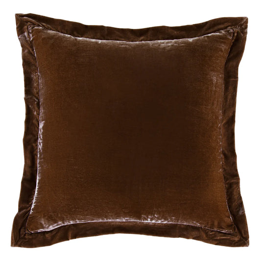 Sienna Faux Silk Velvet Flanged Euro Sham Copper Brown