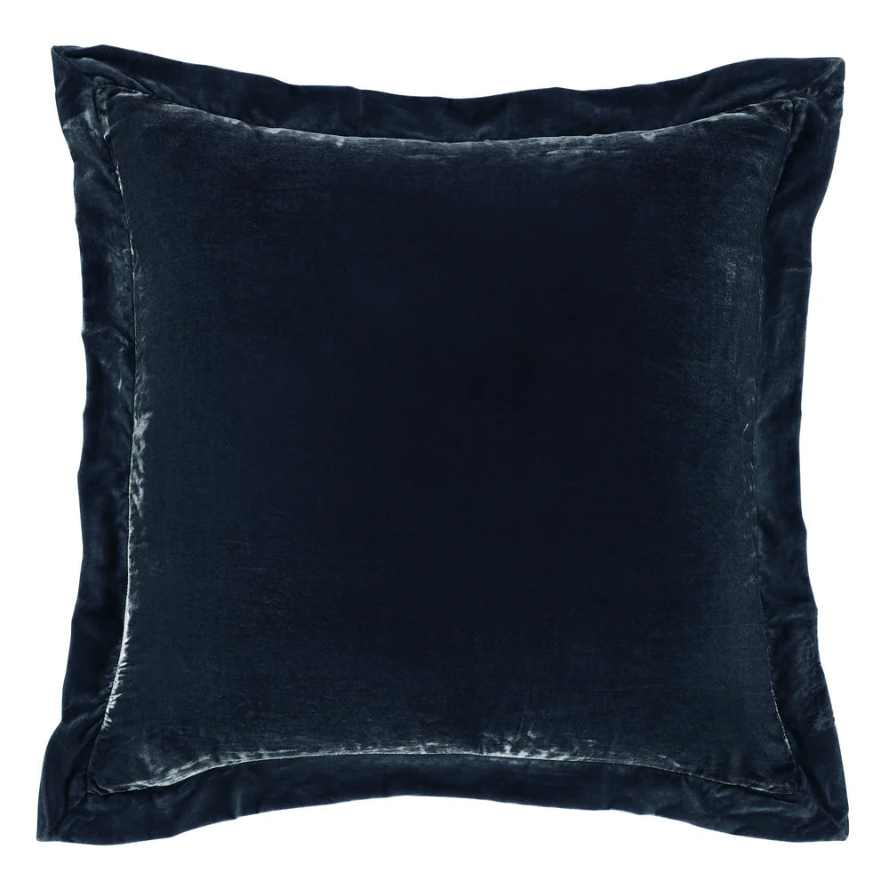 Sienna Faux Silk Velvet Flanged Euro Sham Midnight Blue