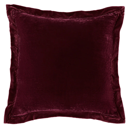 Sienna Faux Silk Velvet Flanged Euro Sham Garnet Red