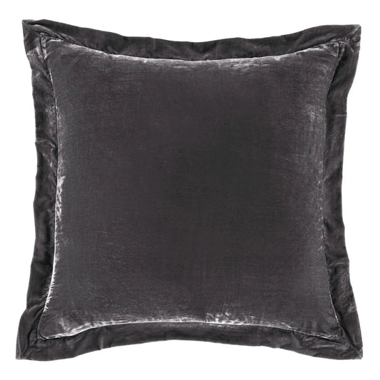 Sienna Faux Silk Velvet Flanged Euro Sham Dark Slate