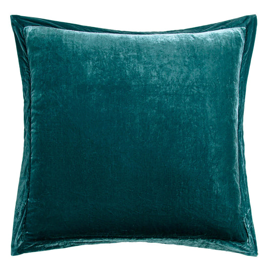 Sienna Faux Silk Velvet Flanged Euro Sham Teal