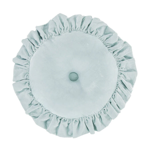 Sienna Faux Silk Velvet Round Pillow Icy Blue