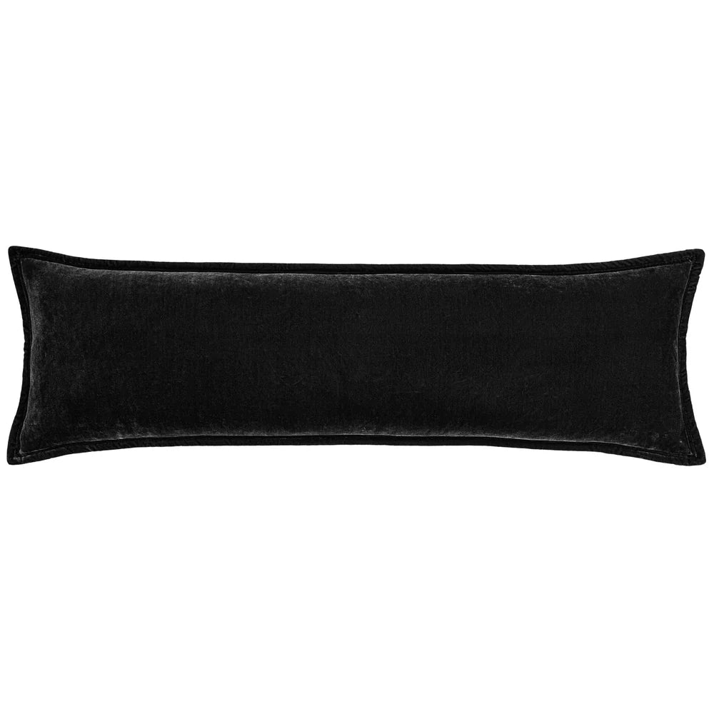 Sienna Faux Silk Velvet Long Lumbar Pillow Black