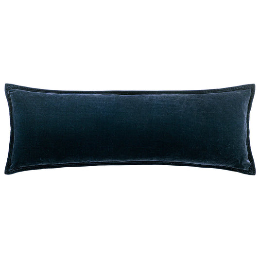 Sienna Faux Silk Velvet Long Lumbar Pillow Midnight Blue