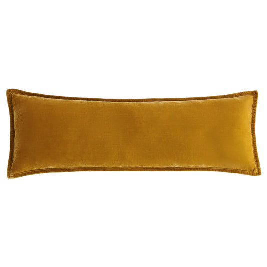 Sienna Faux Silk Velvet Long Lumbar Pillow Saffron