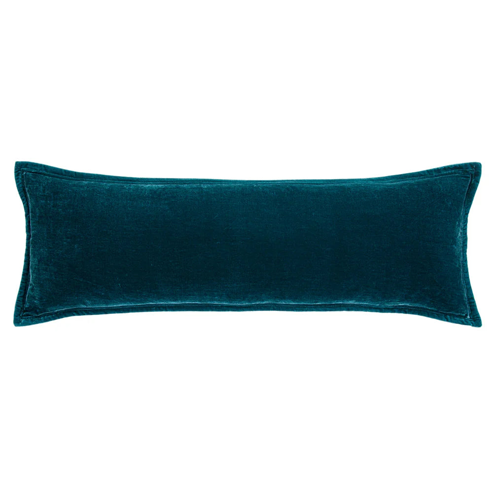 Sienna Faux Silk Velvet Long Lumbar Pillow Teal