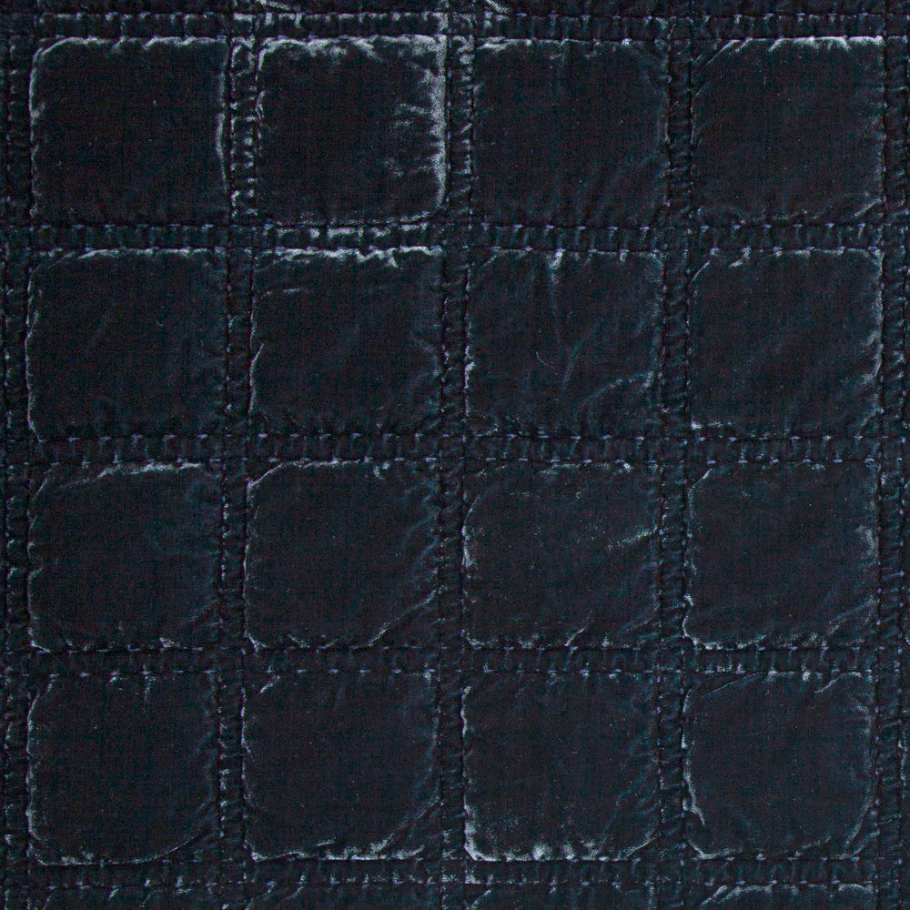 Sienna Faux Silk Velvet Double Box Stitch Throw Midnight Blue