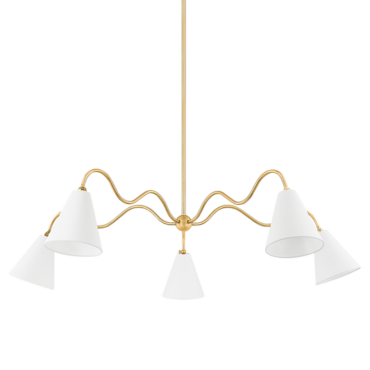 Sea Breeze Brass Shade Chandelier Large