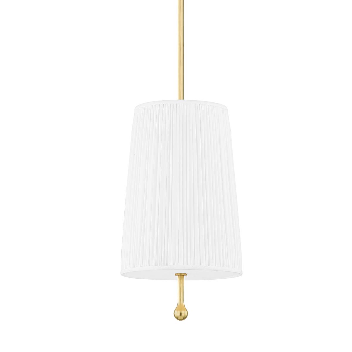 Abigail White Fabric Shade Brass Pendant