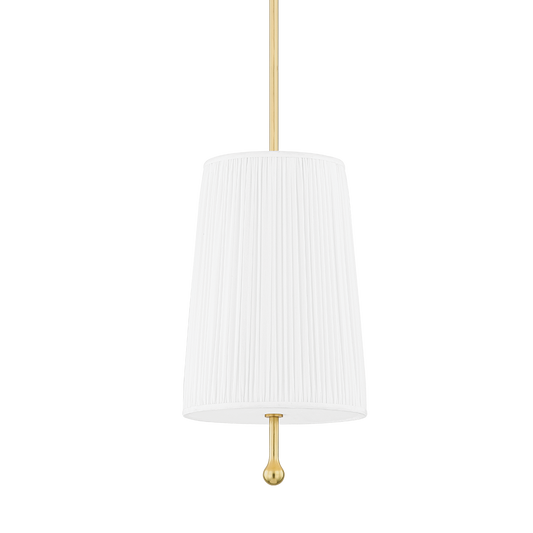 Abigail White Fabric Shade Brass Pendant