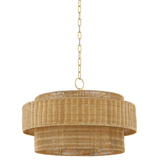 Savannah Coastal Wicker Brass Pendant