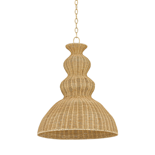 A Mia Coastal Rattan Woven Pendant Large