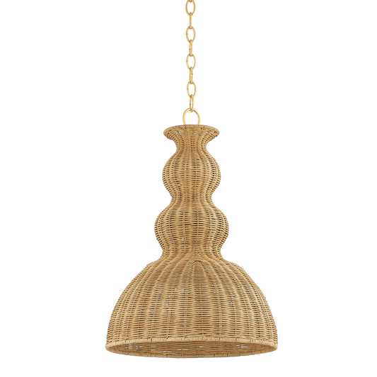 A Mia Coastal Rattan Woven Pendant Small