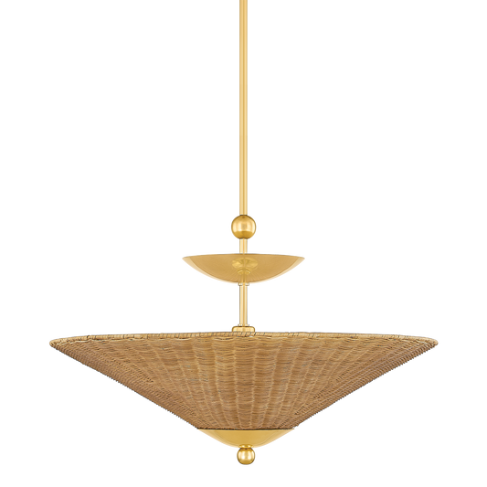 Annie Wicker Rattan Brass Pendant