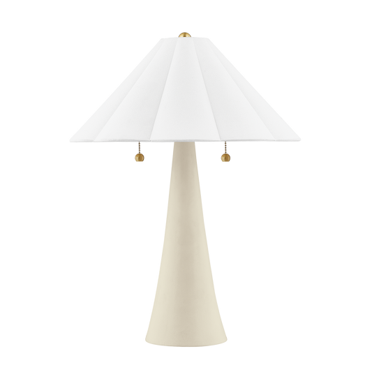 Amar Scalloped Shade White Linen Lamp