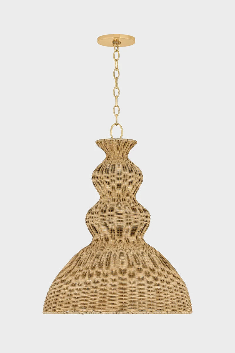 A Mia Coastal Rattan Woven Pendant Large